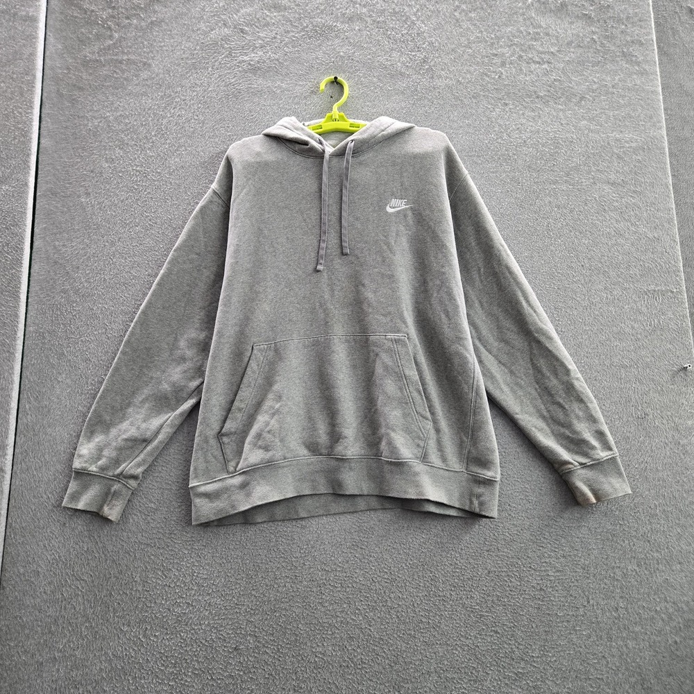 Nike Men Hoodie XL Gray Embroidered‎ Fleece Activewear Logo Long Sleeve